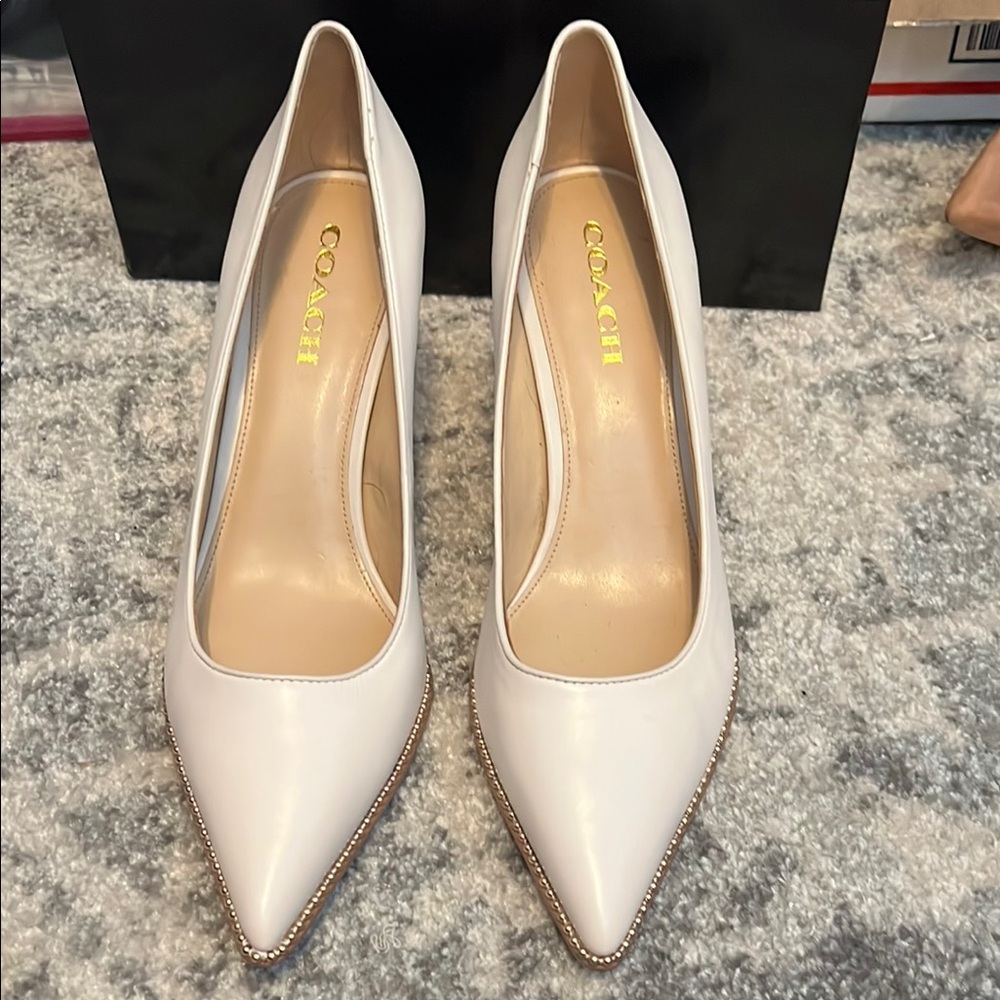 Coach White Elegant Pointed-Toe Heels - Picture 1 of 7